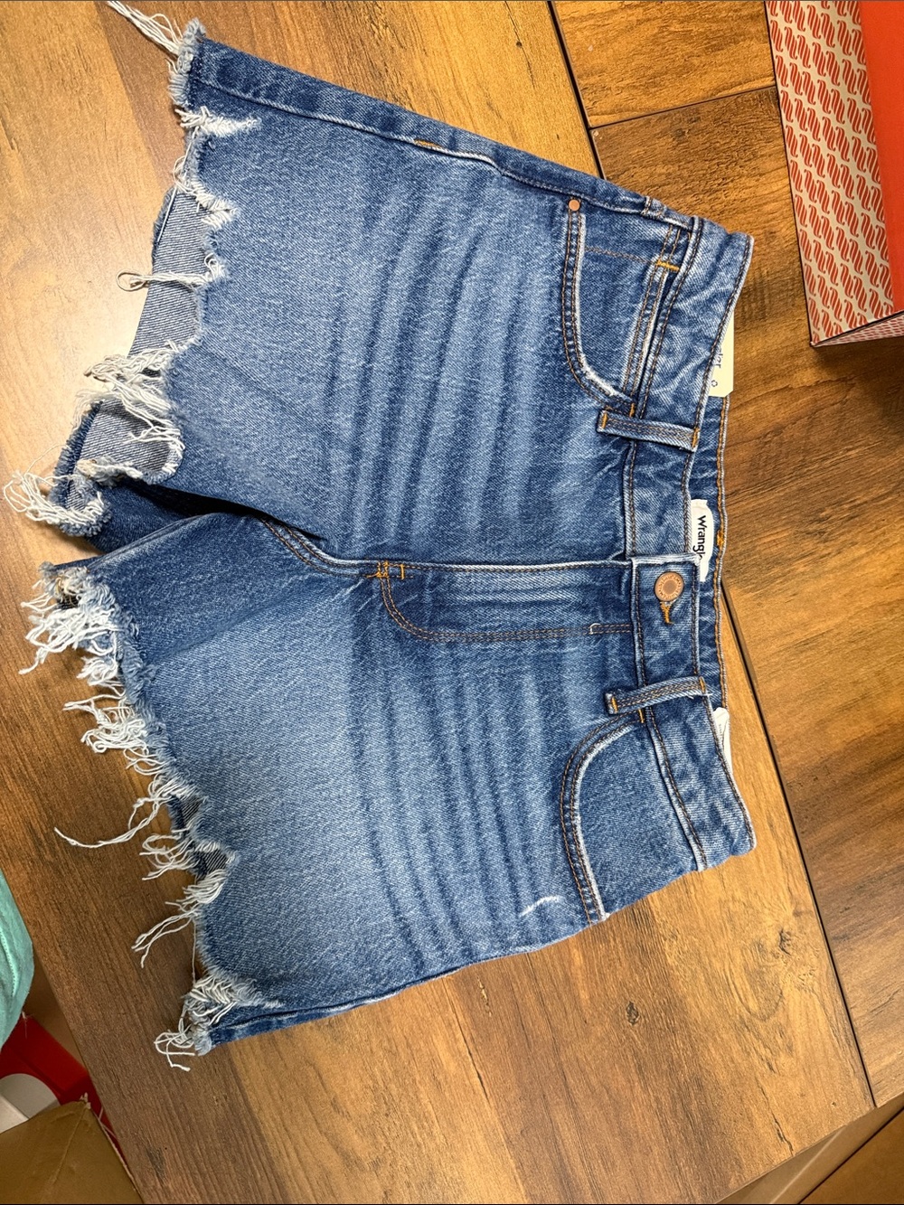 Wrangler Distressed Blue Denim Cutoff Shorts